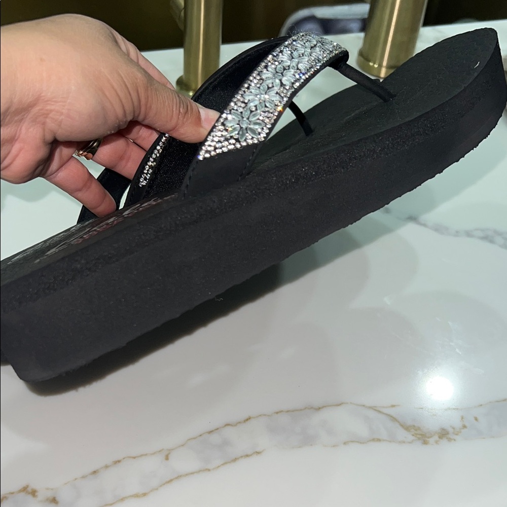 Skechers Black Rhinestone Sandals - Picture 4 of 5